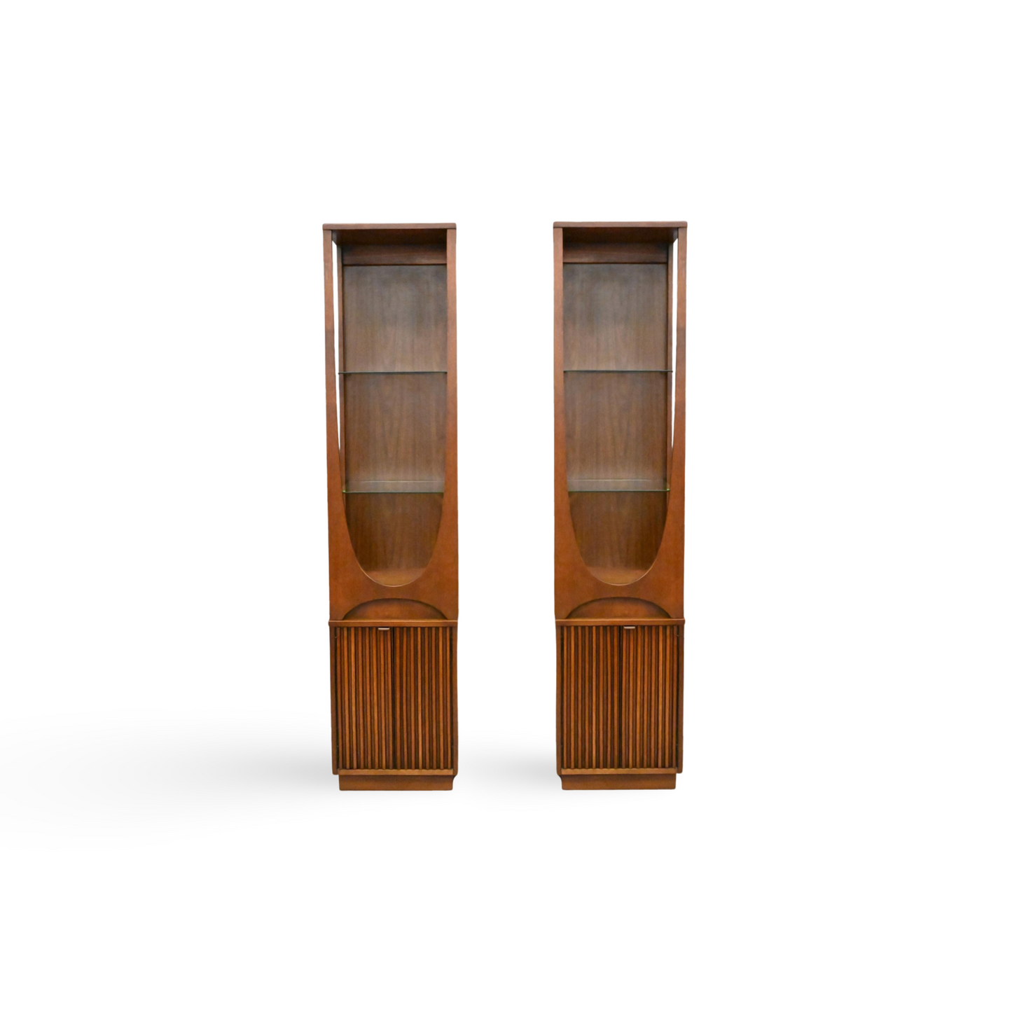 Broyhill Brasilia Pair of Vintage Mid Century Modern Curio Cabinets c. 1960s