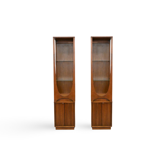 Broyhill Brasilia Pair of Vintage Mid Century Modern Curio Cabinets c. 1960s