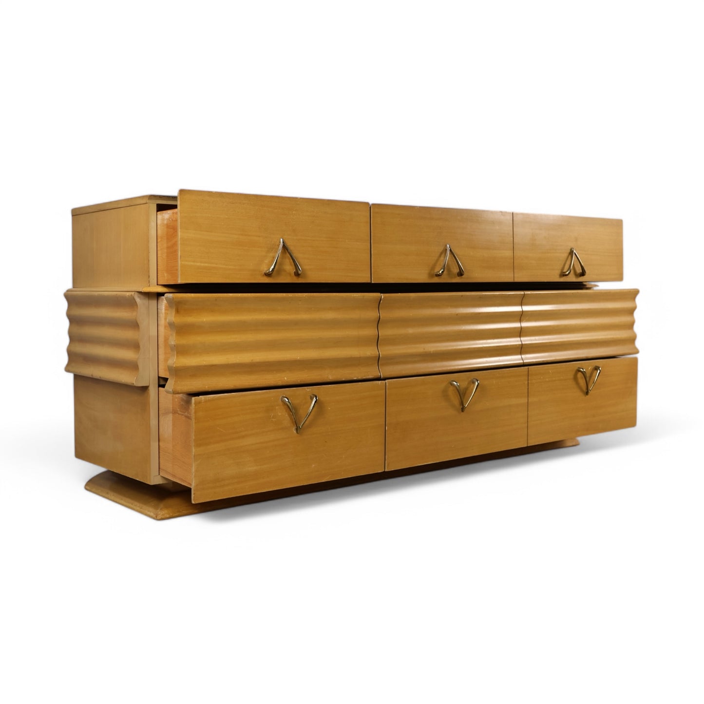 Birch Vintage Streamline Mid Century Modern Lowboy Dresser c. 1950s
