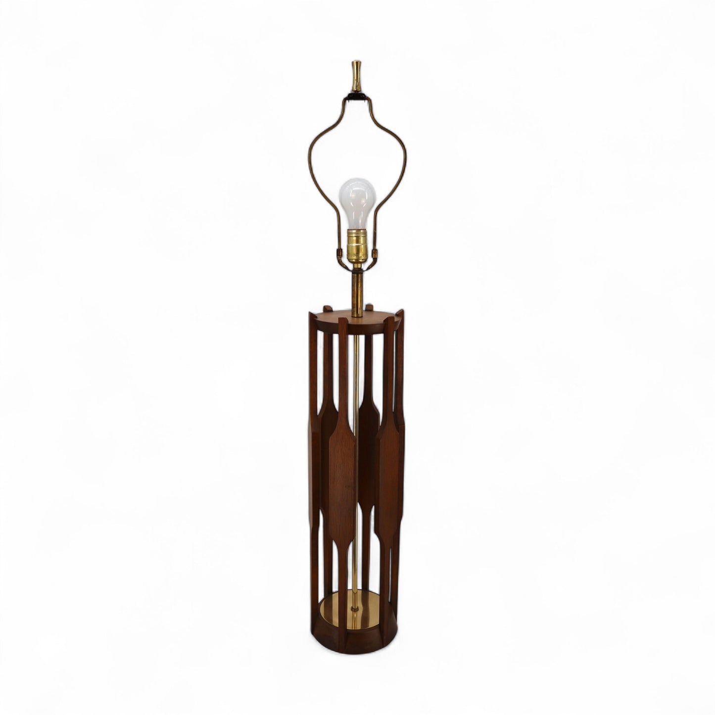 Modeline Attributed Vintage Mid Century Modern Walnut and Brass Table Lamp c. 1960s