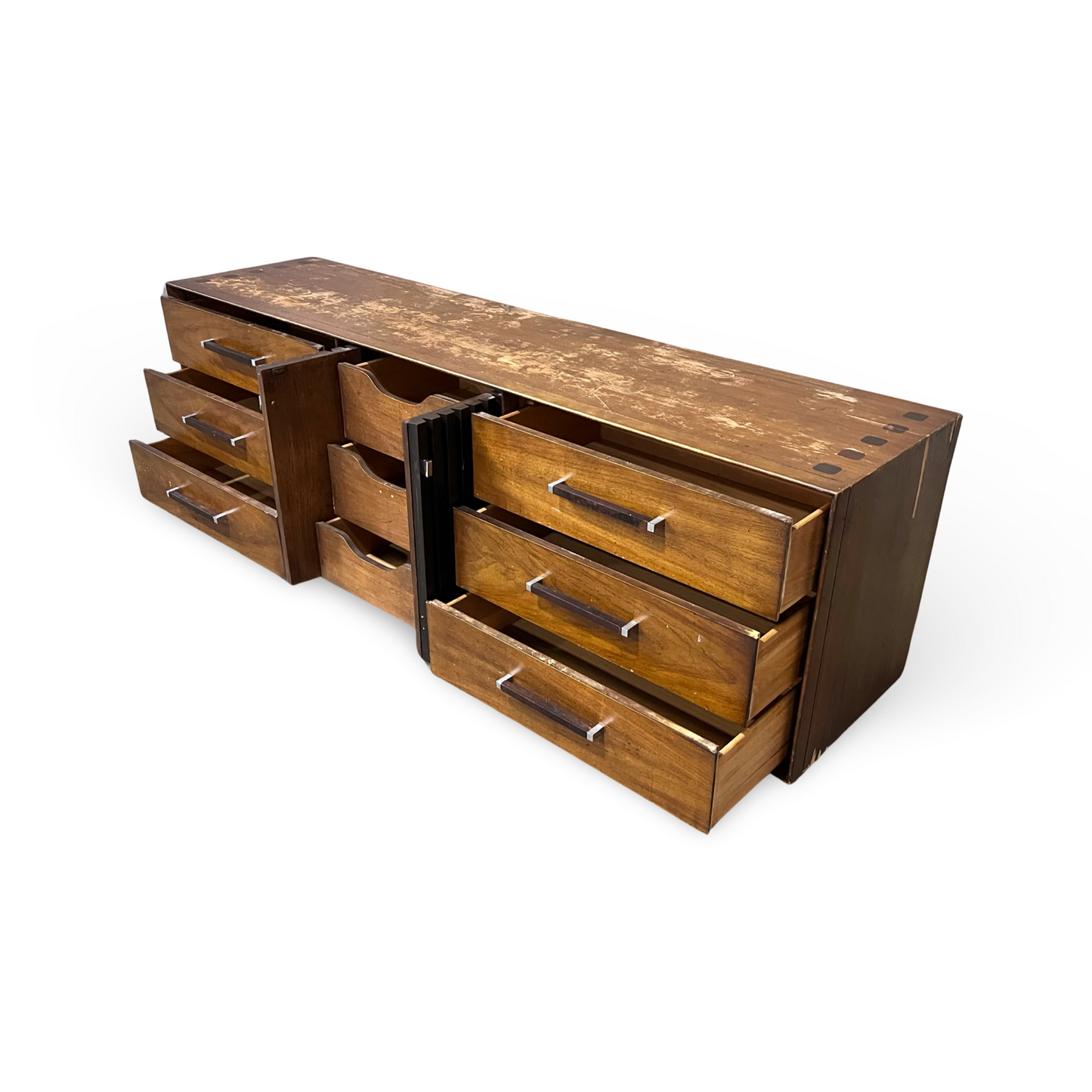 Lane Tower Suite Vintage Mid Century Modern Brutalist Lowboy Dresser c. 1970s