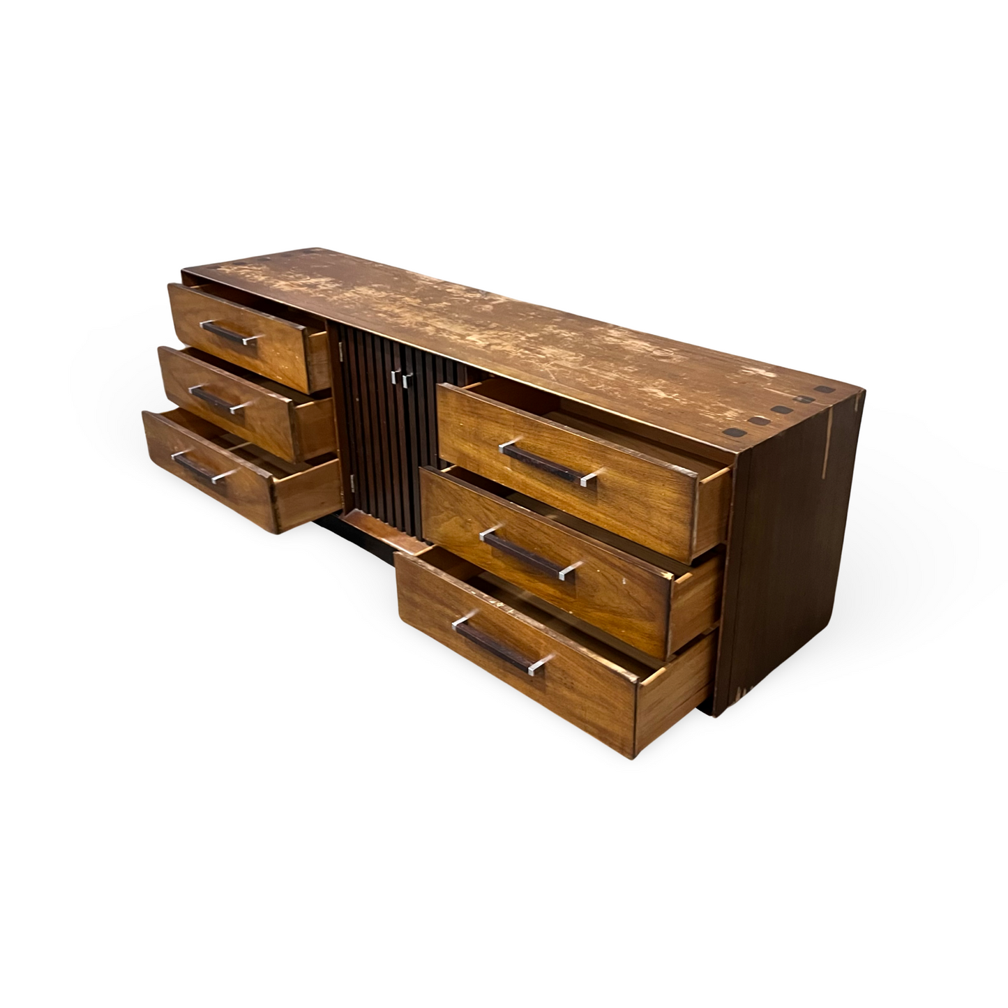 Lane Tower Suite Vintage Mid Century Modern Brutalist Lowboy Dresser c. 1970s