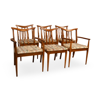 Blowing Rock Set of 6 Vintage Mid Century Modern Dining Chairs c. 1... ā front view