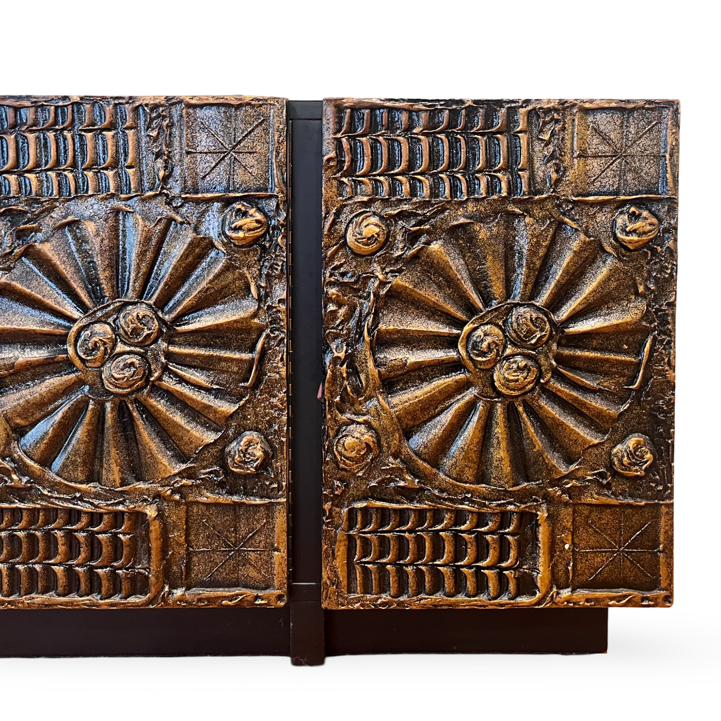 Mid Century Modern credenza with bronze patina, Adrian Pearsall design
