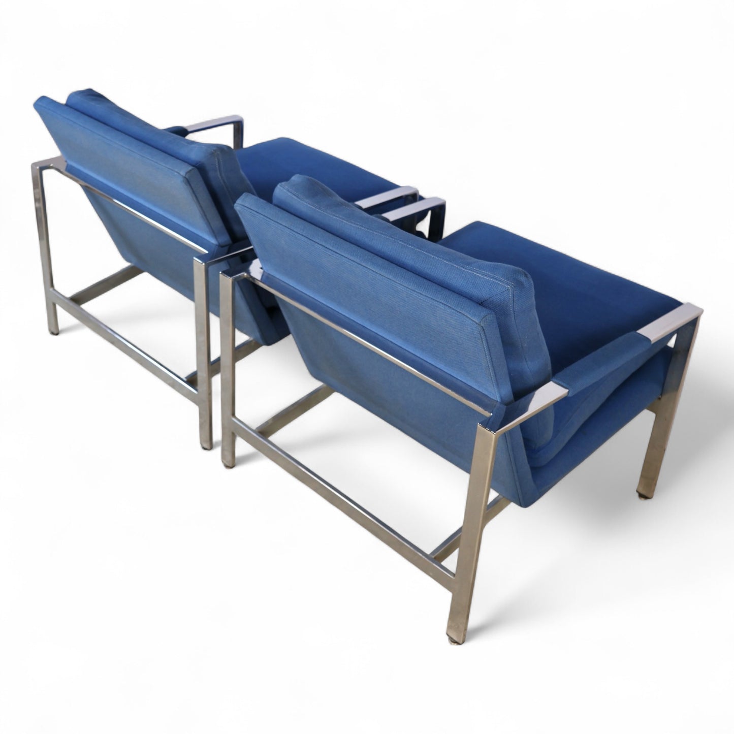 Milo Baughman for Thayer Coggin Vintage Mid Century Modern T Back Lounge Chairs c. 1960s