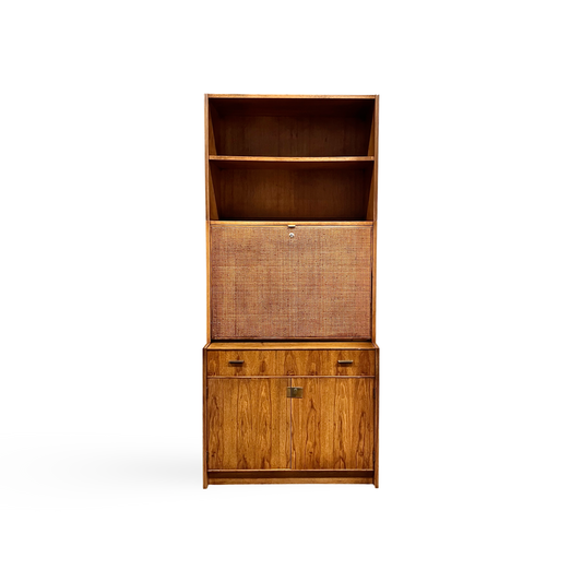 Jack Cartwright for Founders Patterns 15 Mid Century Modern Bookshelf Cabinet with Drop Down Desk c. 1960s