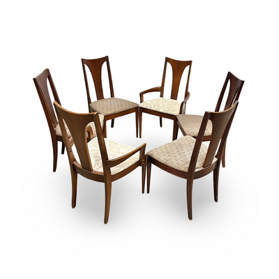 Broyhill Brasilia Vintage Mid Century Modern Set of 6 T-Back Dining... — walnut construction, front view