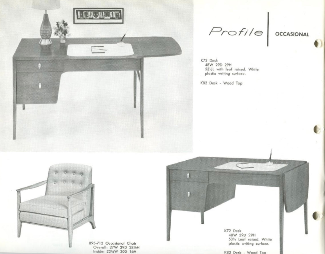John Van Koert for Drexel Profile Mid Century Modern Model K82 Desk with Leaf c. 1960s