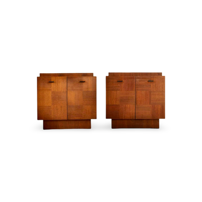 Tobago Furniture Vintage Mid Century Modern Brutalist Patchwork Pai... — walnut construction, front view