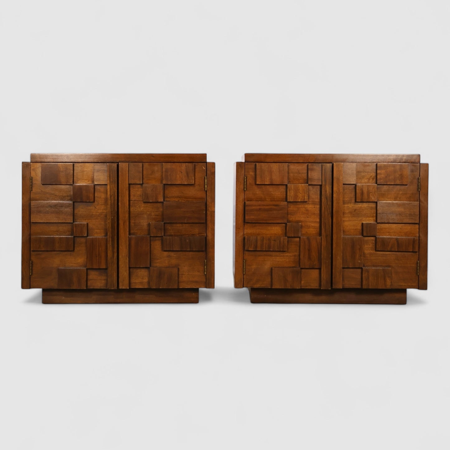 Lane Staccato Vintage Brutalist Mid Century Modern Pair of Nightstands c. 1960s