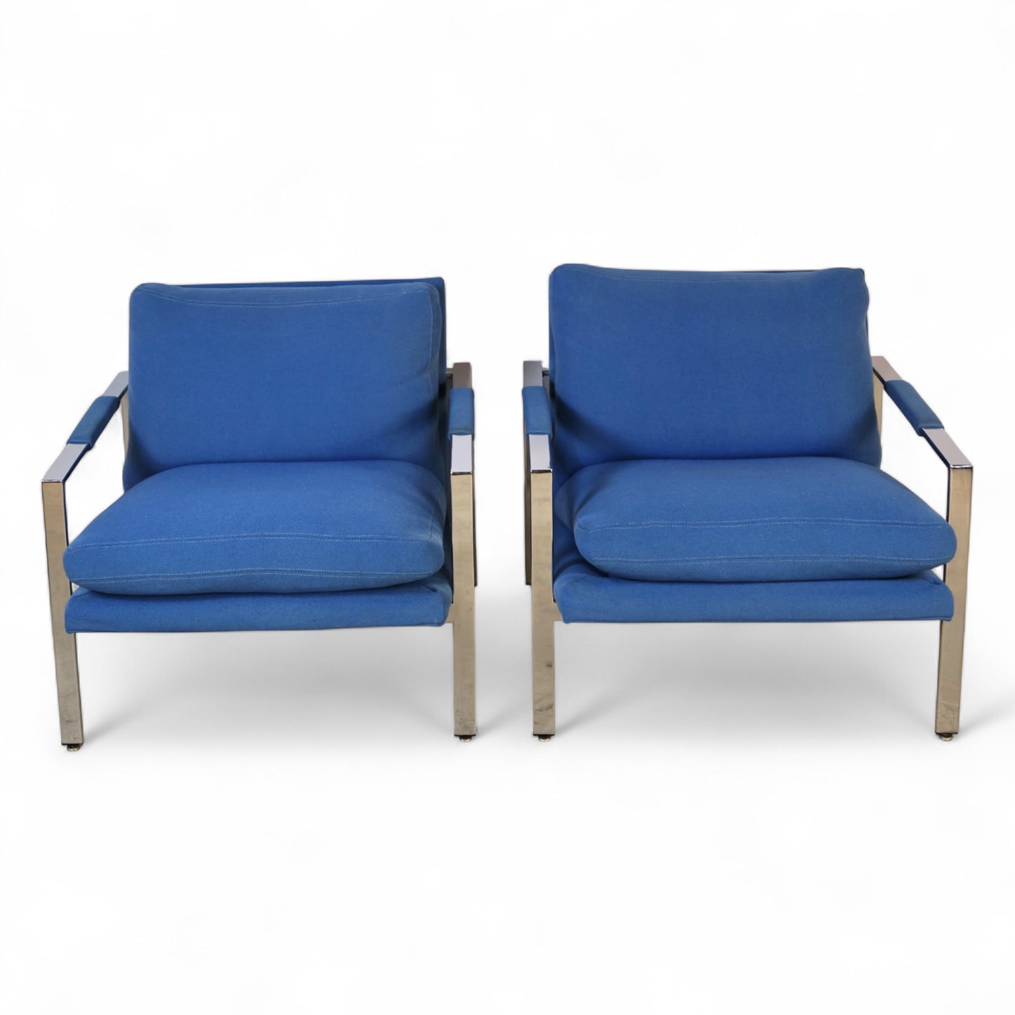 Milo Baughman for Thayer Coggin Vintage Mid Century Modern T Back Lounge Chairs c. 1960s