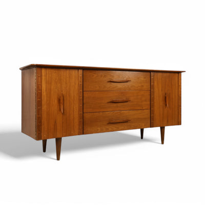 Young Manufacturing Vintage Mid Century Modern Concave Sculpted Cre... ā walnut construction, front view