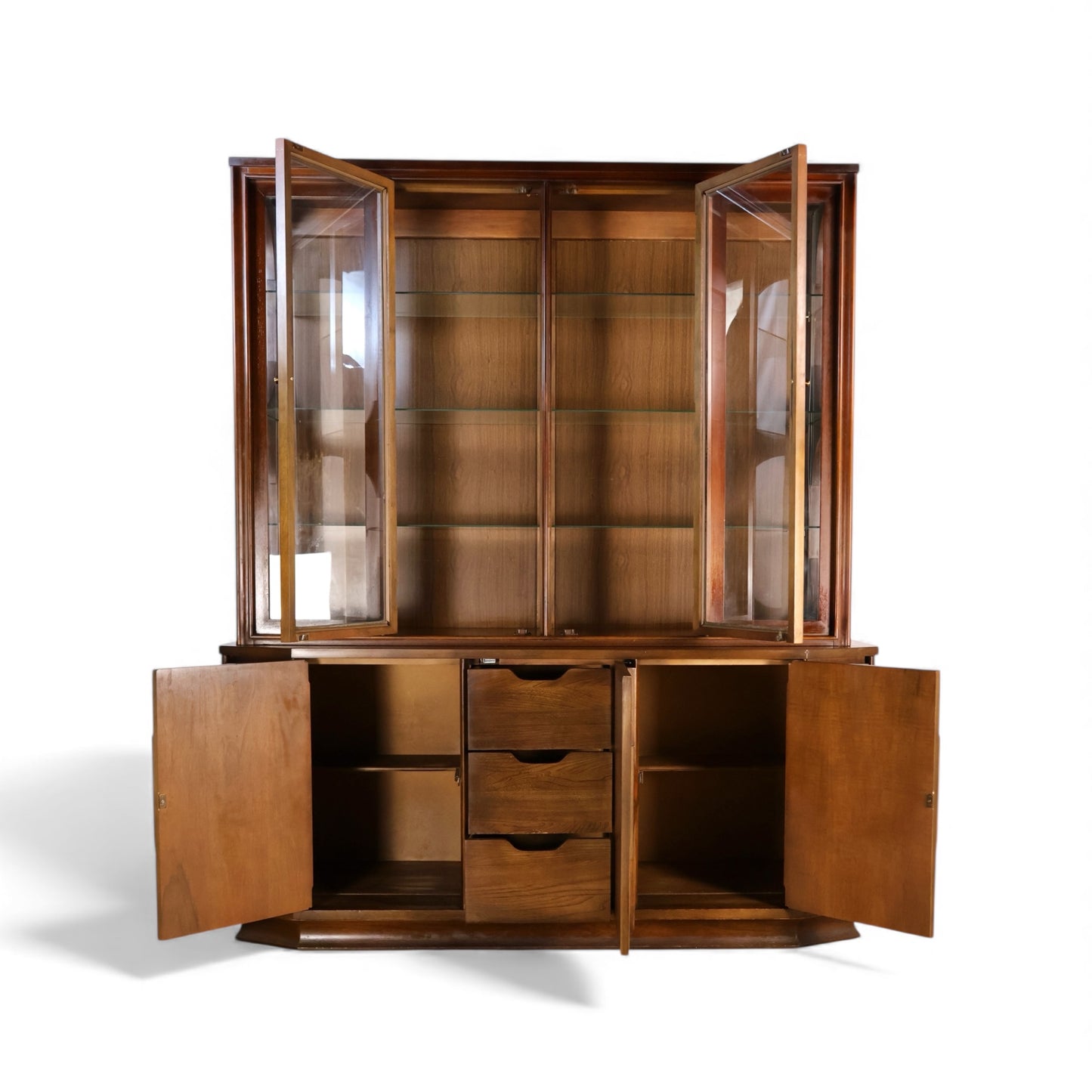 Kent Coffey Perspecta Vintage Mid Century Modern 2 Piece China Cabinet & Hutch c. 1960s