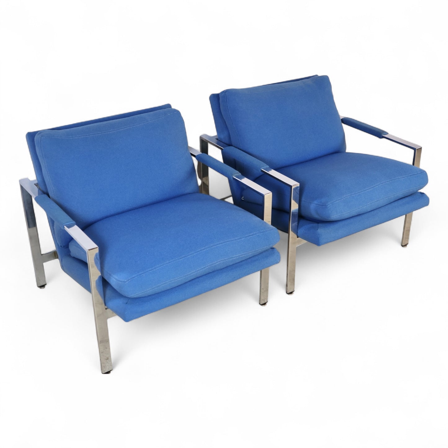 Milo Baughman for Thayer Coggin Vintage Mid Century Modern T Back Lounge Chairs c. 1960s