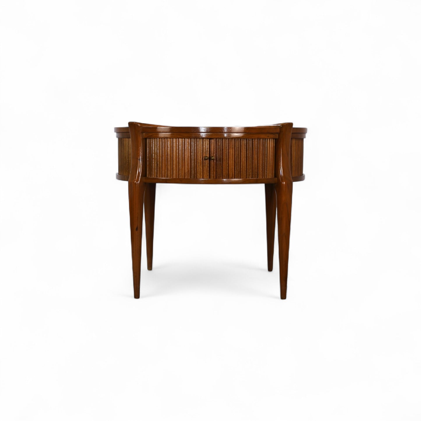 Stunning Vintage Mid Century Modern Tambour Walnut Side Table c. 1960s