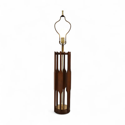 Modeline Attributed Vintage Mid Century Modern Walnut and Brass Tab... — walnut construction, front view