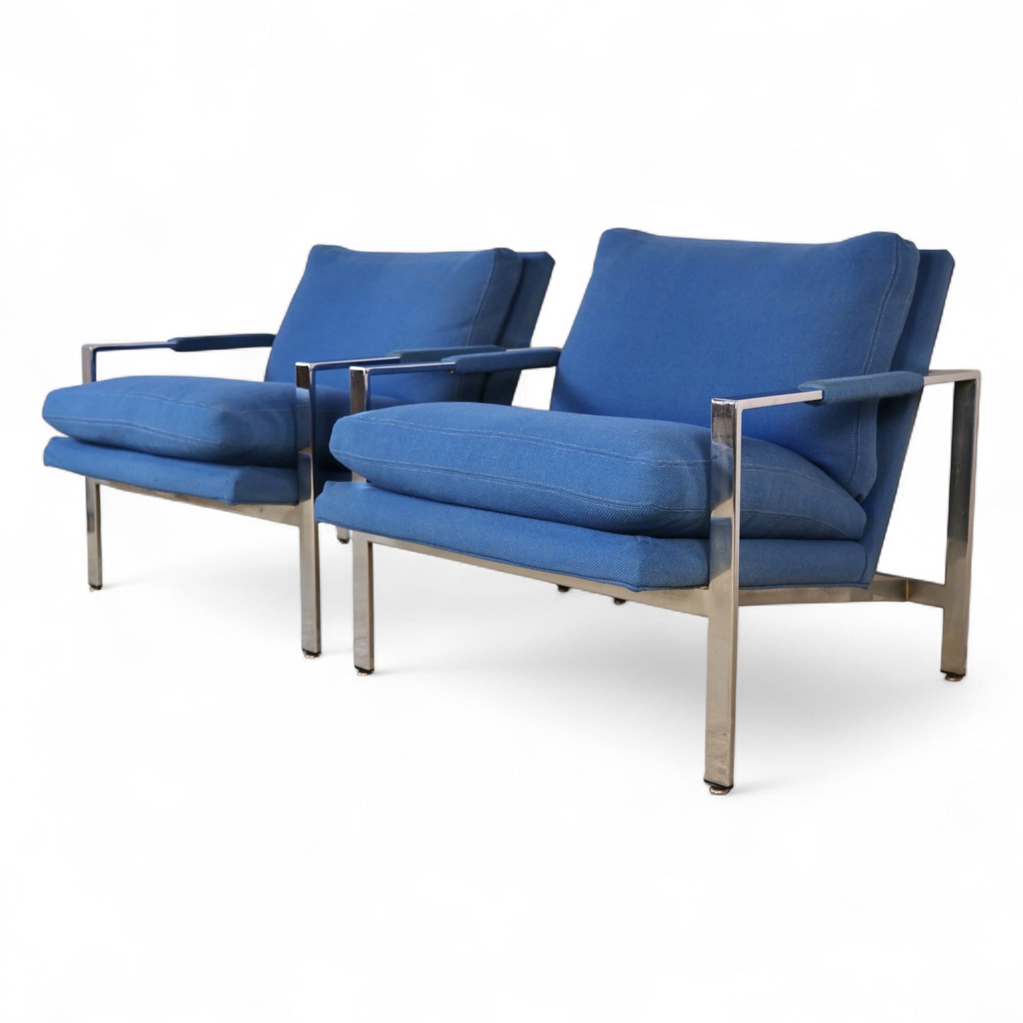 Milo Baughman for Thayer Coggin Vintage Mid Century Modern T Back Lounge Chairs c. 1960s