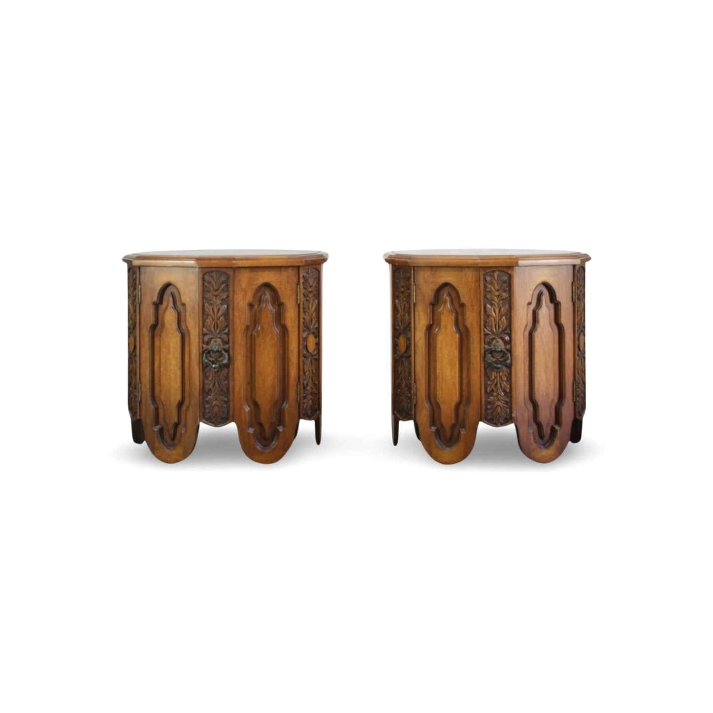 Freed Waran Granada Collection Mid Century Spanish Revival Vintage Pair of Nightstands c. 1960s