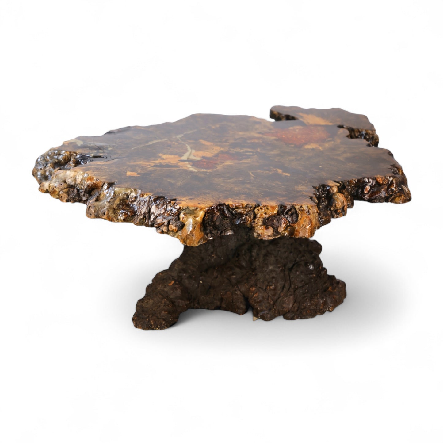 Original Star Dust Redwood Burl Root Vintage Mid Century Modern Free Form Coffee Table c. 1960s