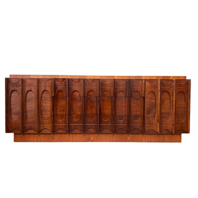 Tobago Furniture Brutalist Mid Century Vintage Lowboy Triple 9 Draw... — front view