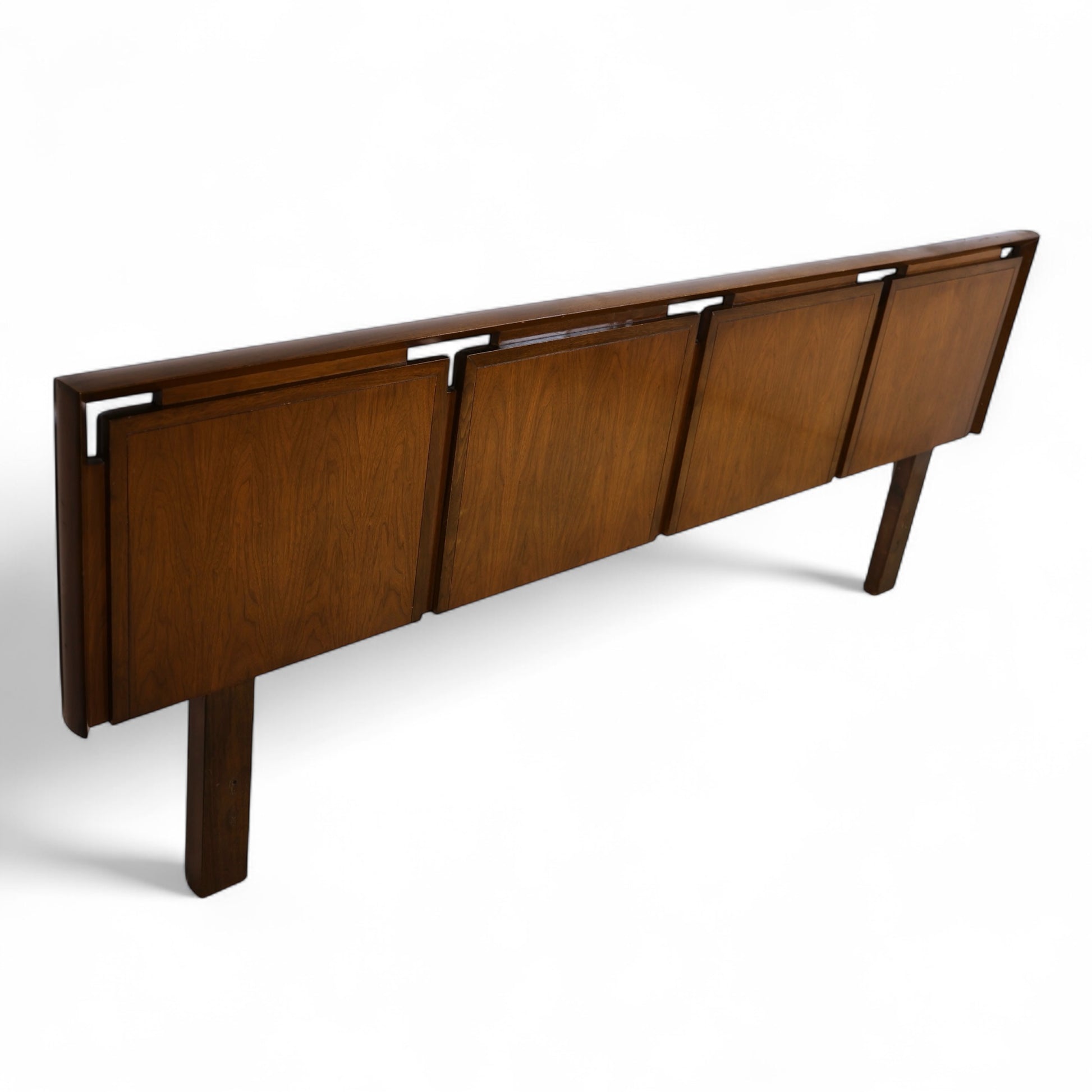 Top view of a Helen Hobey Baker King Sized Mid Century Modern Walnut Headboard