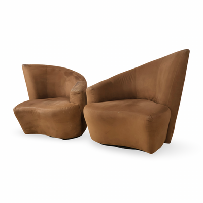 Vladimir Kagan Bilbao Pair of Post Modern Swivel Lounge Chairs c. 1... — front view