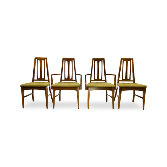 Young Manufacturing Mid Century Walnut Dining Chairs - Set of 4 c. 1970s