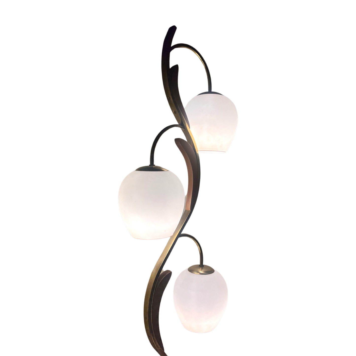 Otto Guggenheim Style Vintage Mid Century Modern Brass and Walnut Lamp c. 1960s