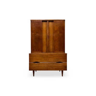 American of Martinsville Vintage Mid Century Modern Brutalist Armoi... — walnut construction, front view