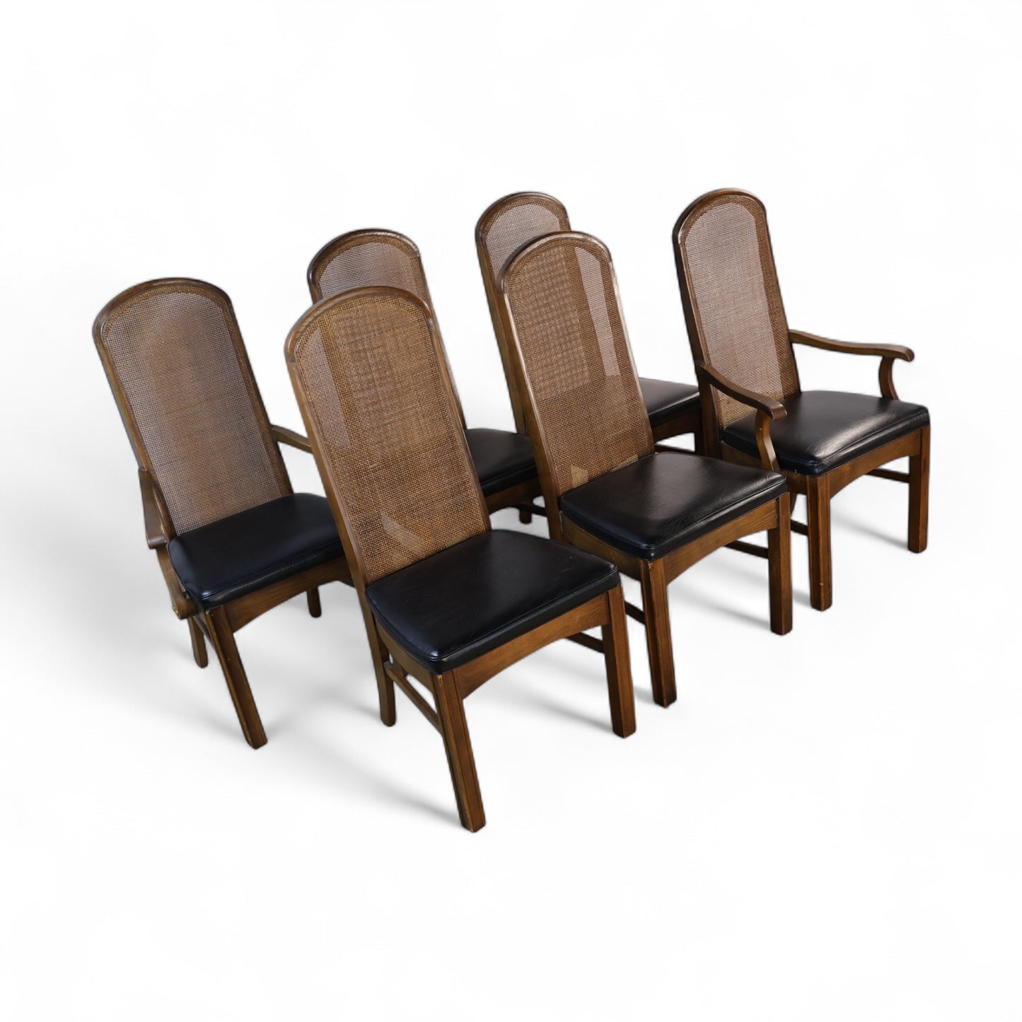 Pulaski Oceanic Vintage Brutalist Mid Century Modern Set of 6 Dining Chairs c. 1960s