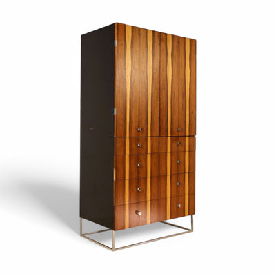 Rougier Vintage Mid Century Modern Rosewood and Chrome Armoire c. 1... — rosewood construction, front view