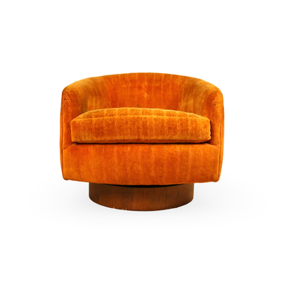 Milo Baughman for Thayer Coggin Vintage Mid Century Modern Swivel a... — front view