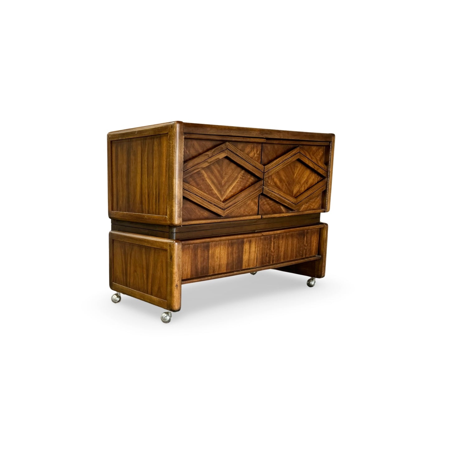 Pulaski Vintage Mid Century Modern Brutalist Bar Cart c. 1970s