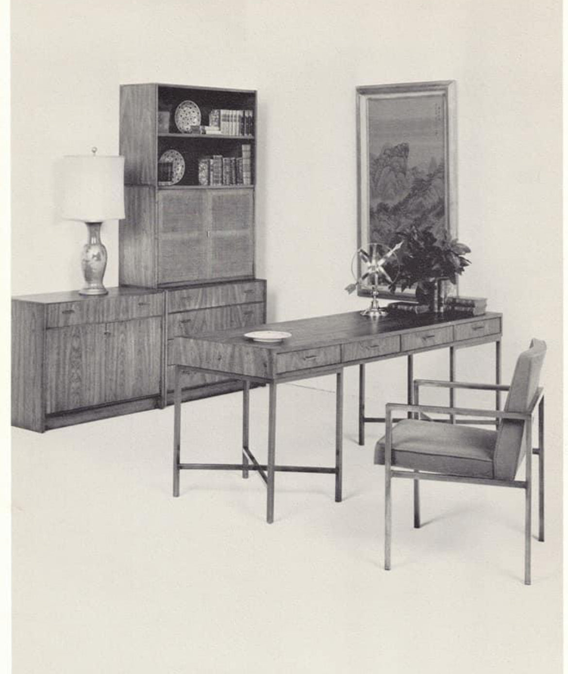 Jack Cartwright for Founders Patterns 15 Mid Century Modern Bookshelf Cabinet with Drop Down Desk c. 1960s