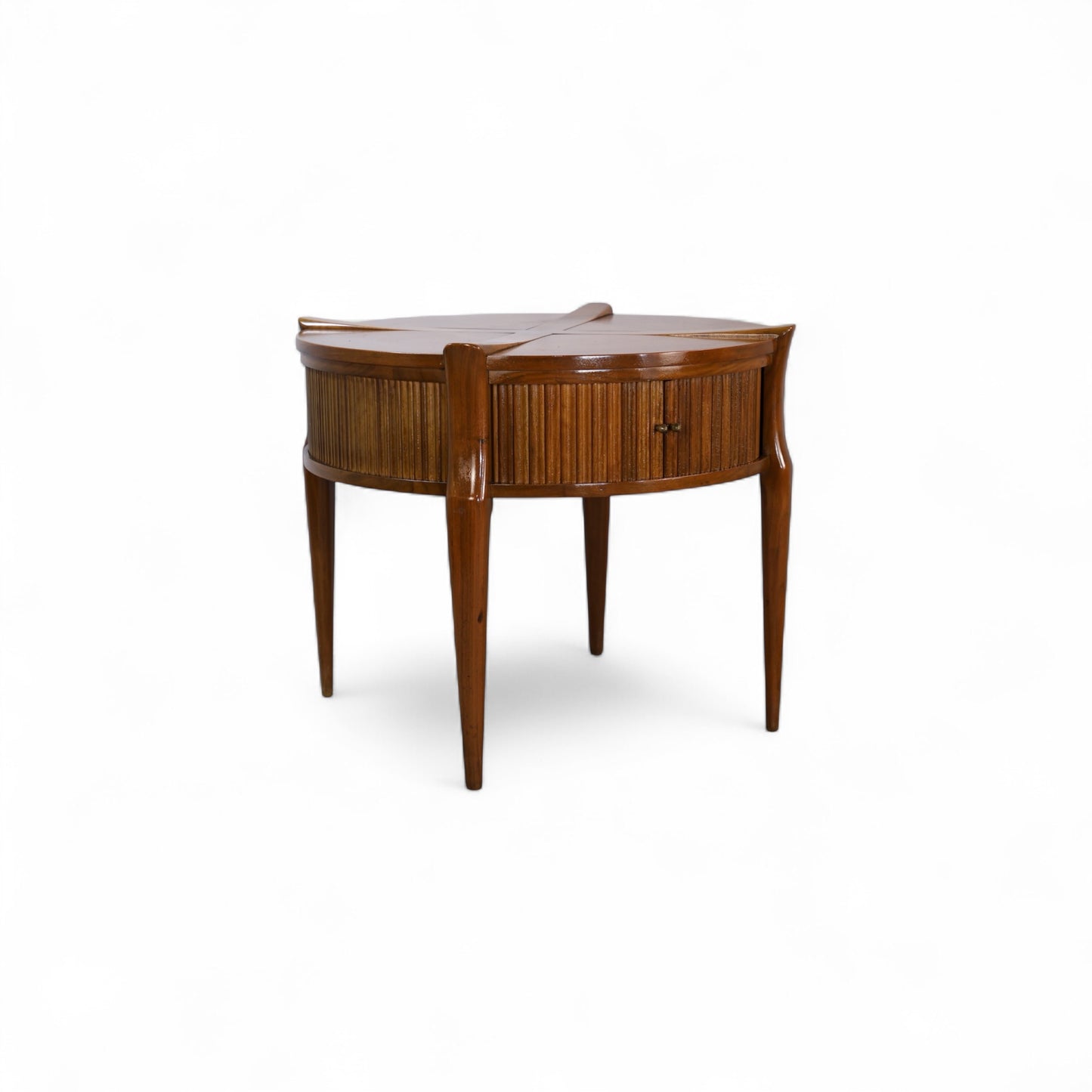 Stunning Vintage Mid Century Modern Tambour Walnut Side Table c. 1960s