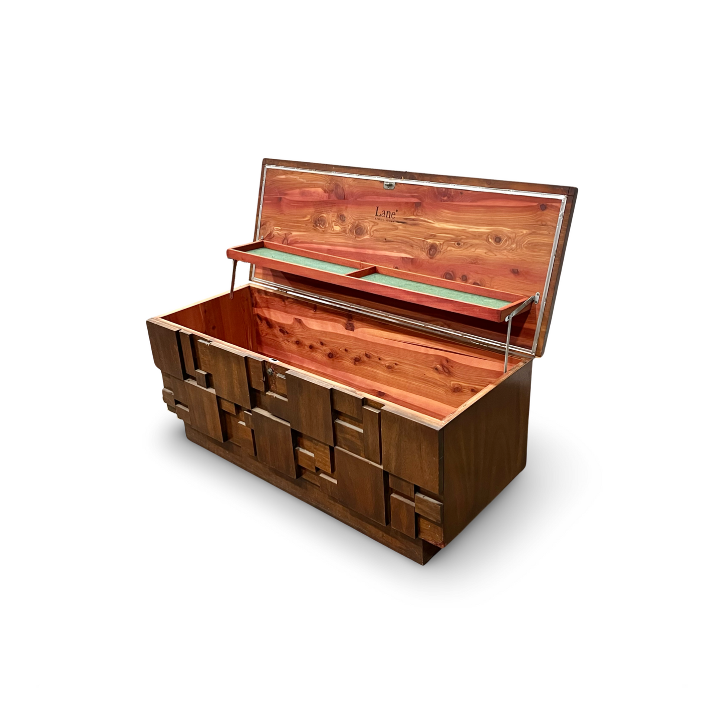 Lane Staccato Brutalist Mid Century Modern Lane Cedar Chest c. 1970s