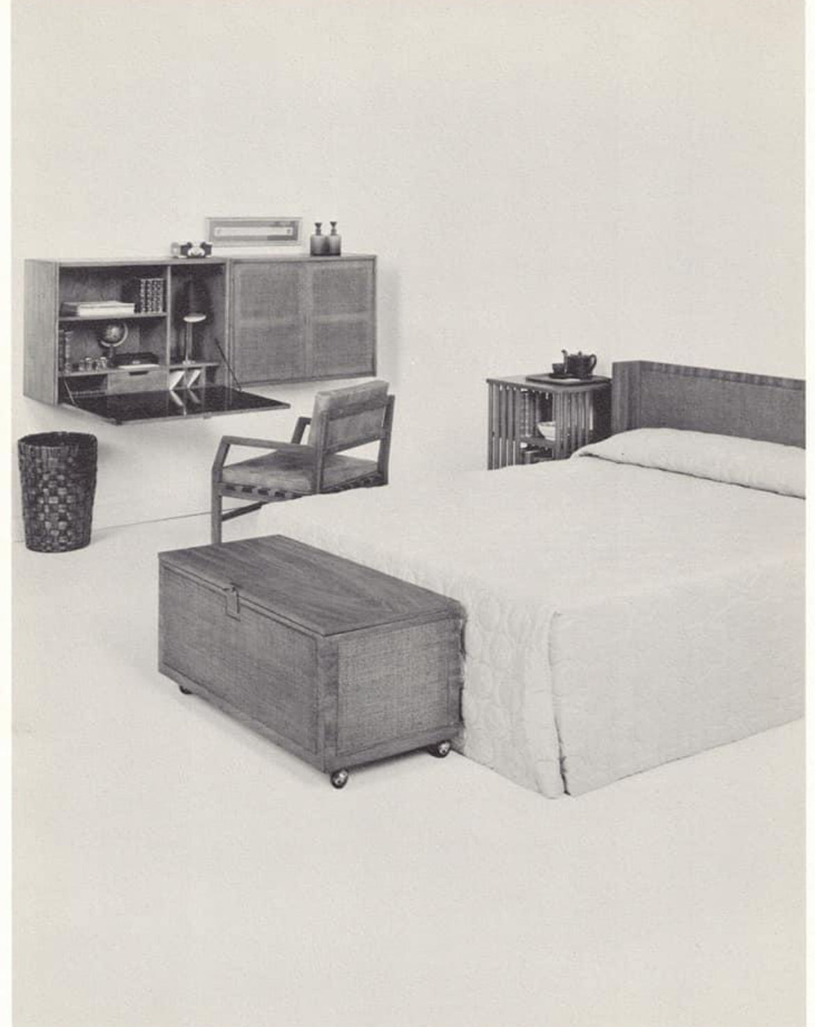 Jack Cartwright for Founders Patterns 15 Mid Century Modern Bookshelf Cabinet with Drop Down Desk c. 1960s