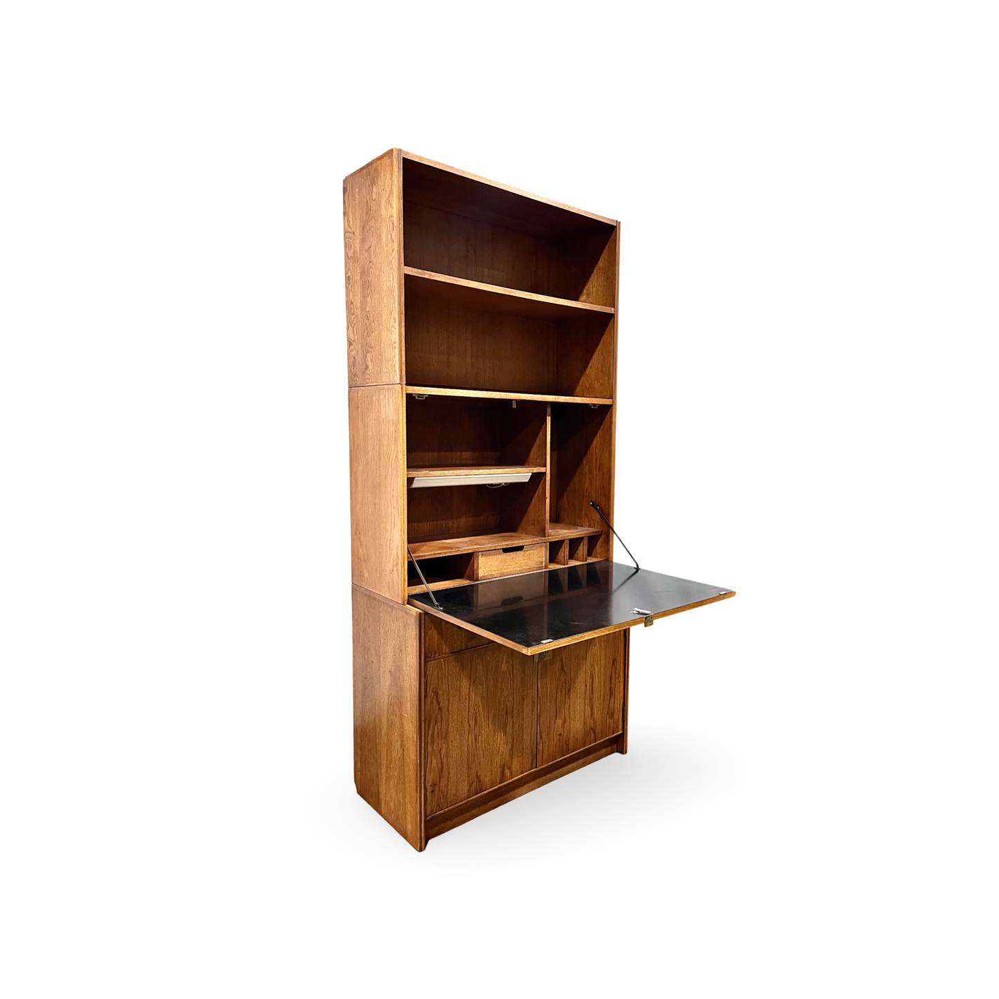 Jack Cartwright for Founders Patterns 15 Mid Century Modern Bookshelf Cabinet with Drop Down Desk c. 1960s