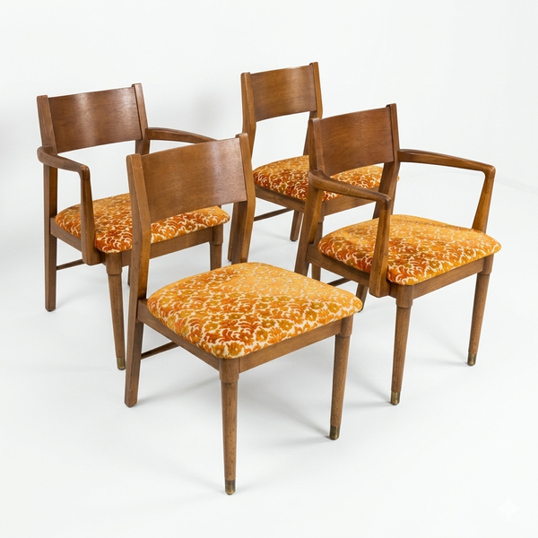 Drexel Biscayne Vintage Mid Century Modern Set of Four Dining Chair... — walnut construction, front view