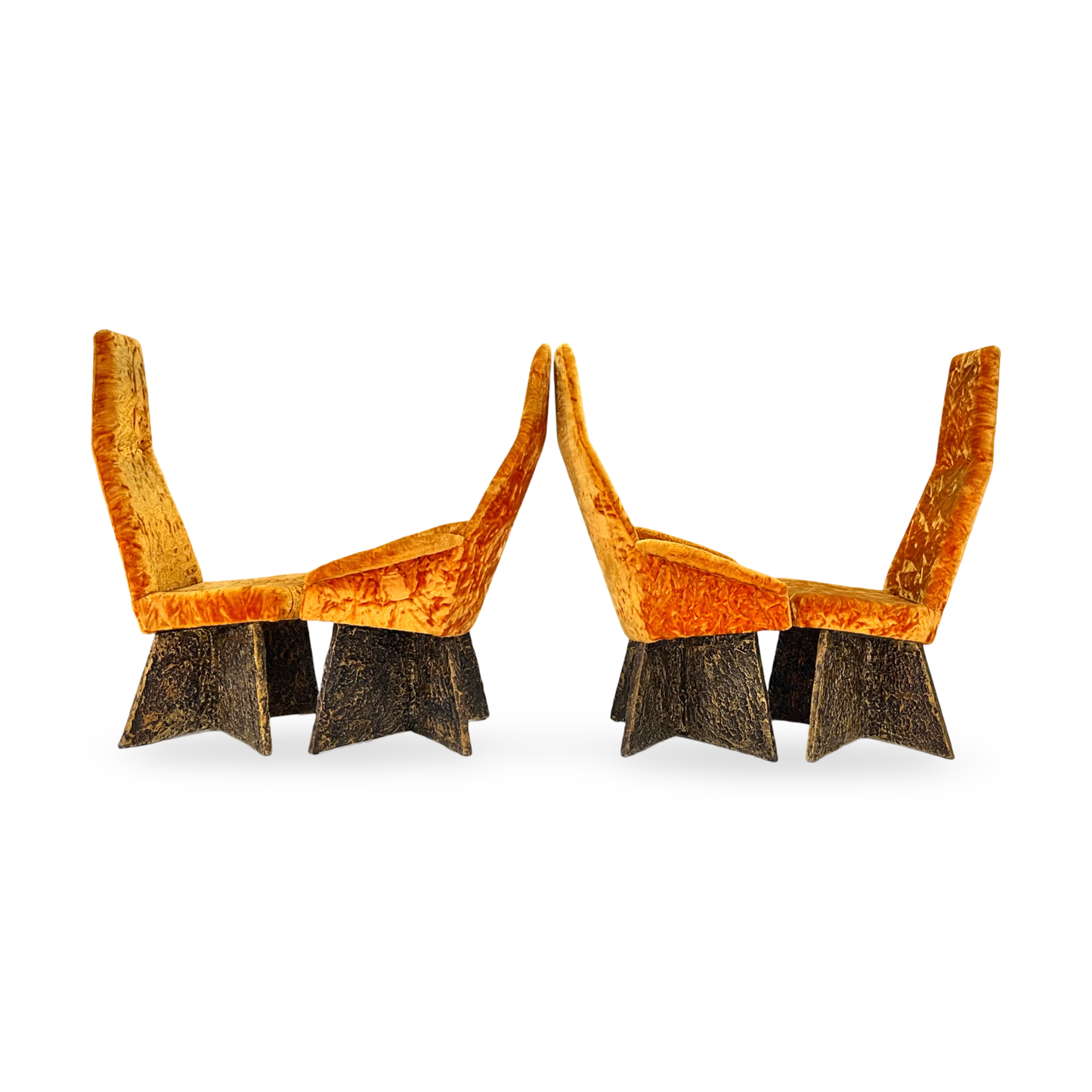 Adrian Pearsall Brutalist dining chairs with original upholstery, vintage 1970s