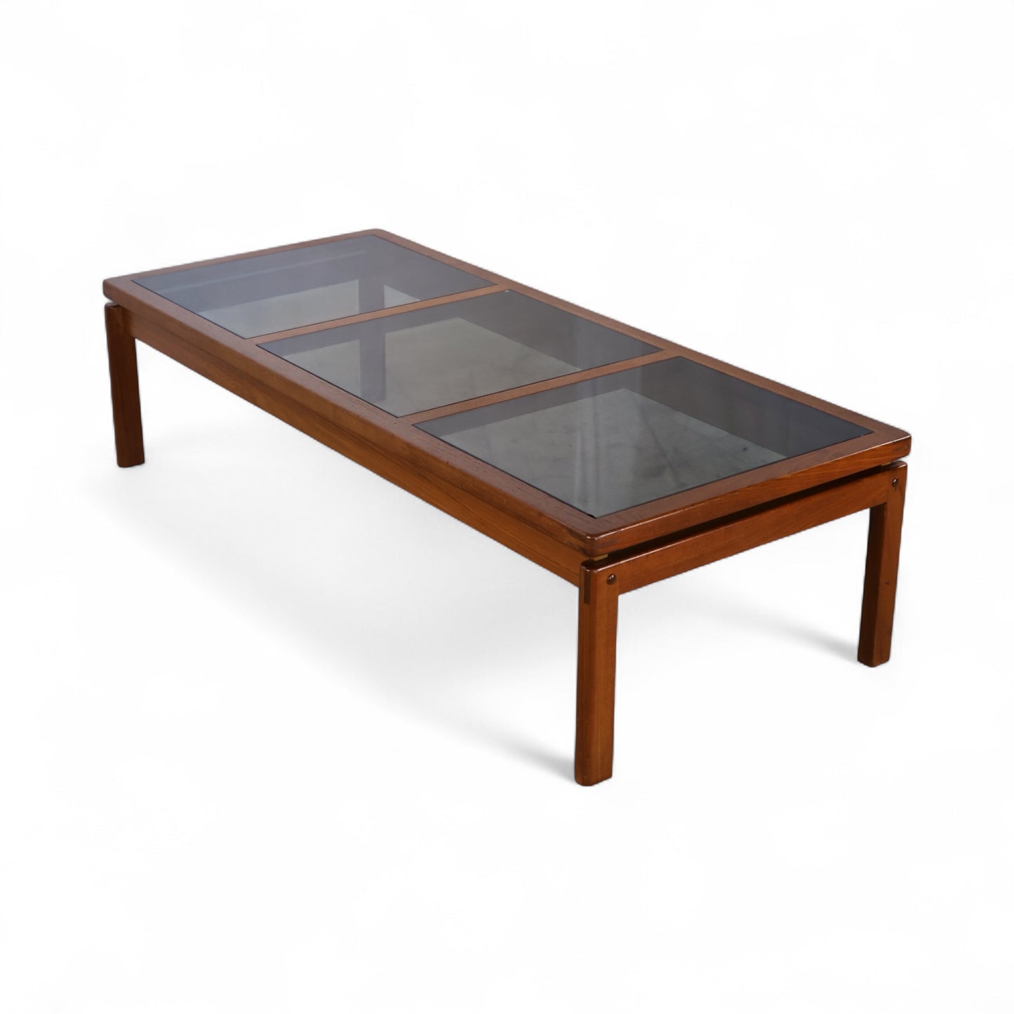 Kristiansen Thomassen Vintage Danish Mid Century Modern Teak and Smoke Glass Coffee Table