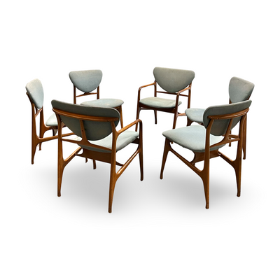 Specialty Woodcraft Vintage Danish Mid Century Modern Set of 6 Dini... — walnut construction, front view