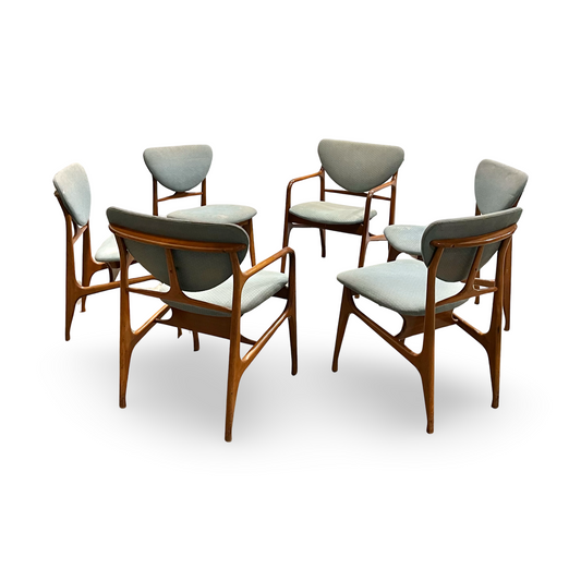 Specialty Woodcraft Vintage Danish Mid Century Modern Set of 6 Dining Chairs c. 1960s