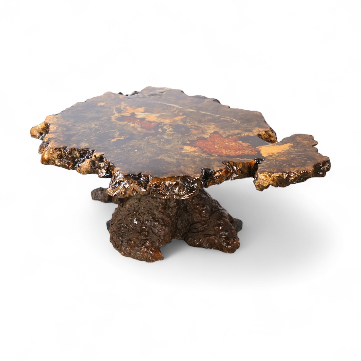 Original Star Dust Redwood Burl Root Vintage Mid Century Modern Free Form Coffee Table c. 1960s