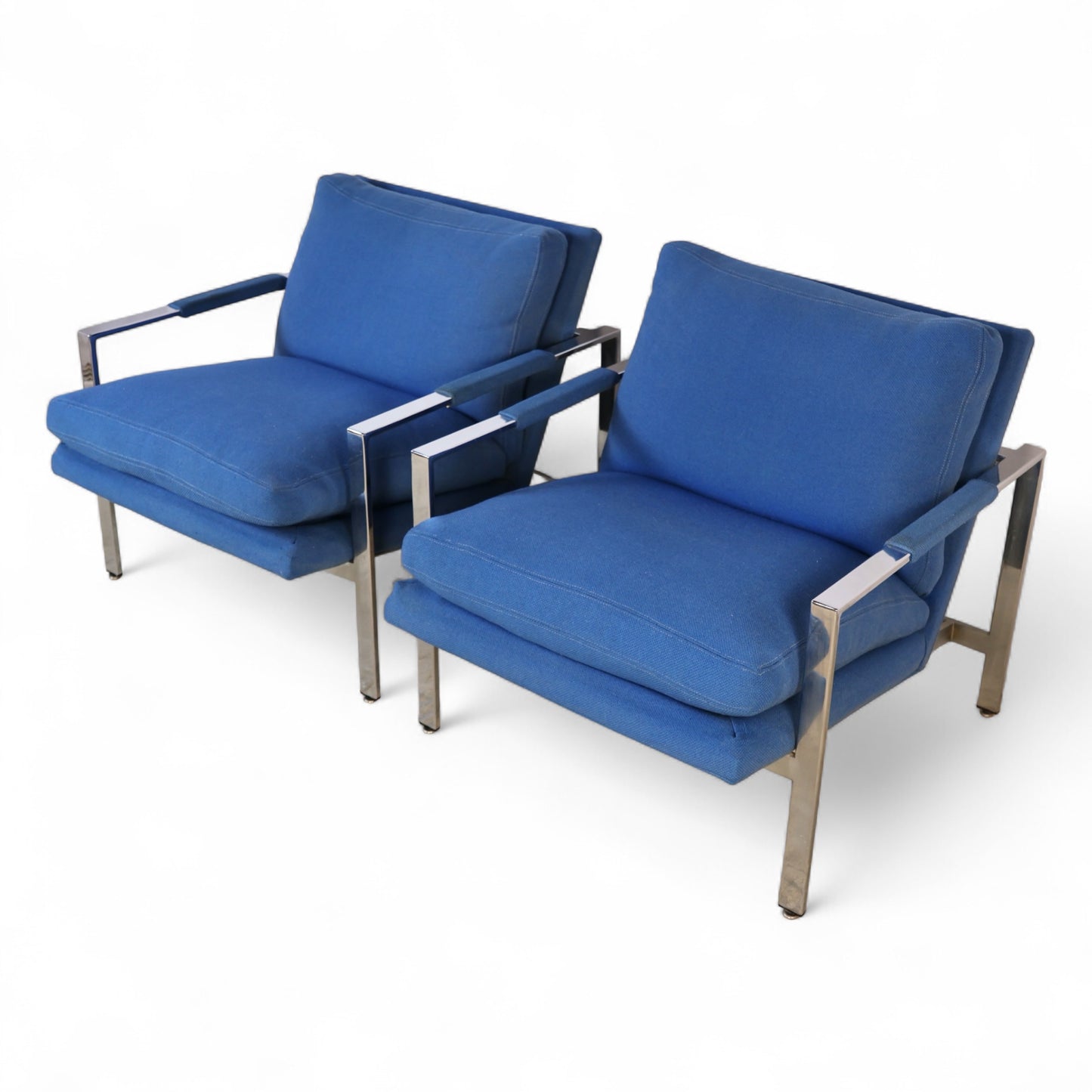 Milo Baughman for Thayer Coggin Vintage Mid Century Modern T Back Lounge Chairs c. 1960s