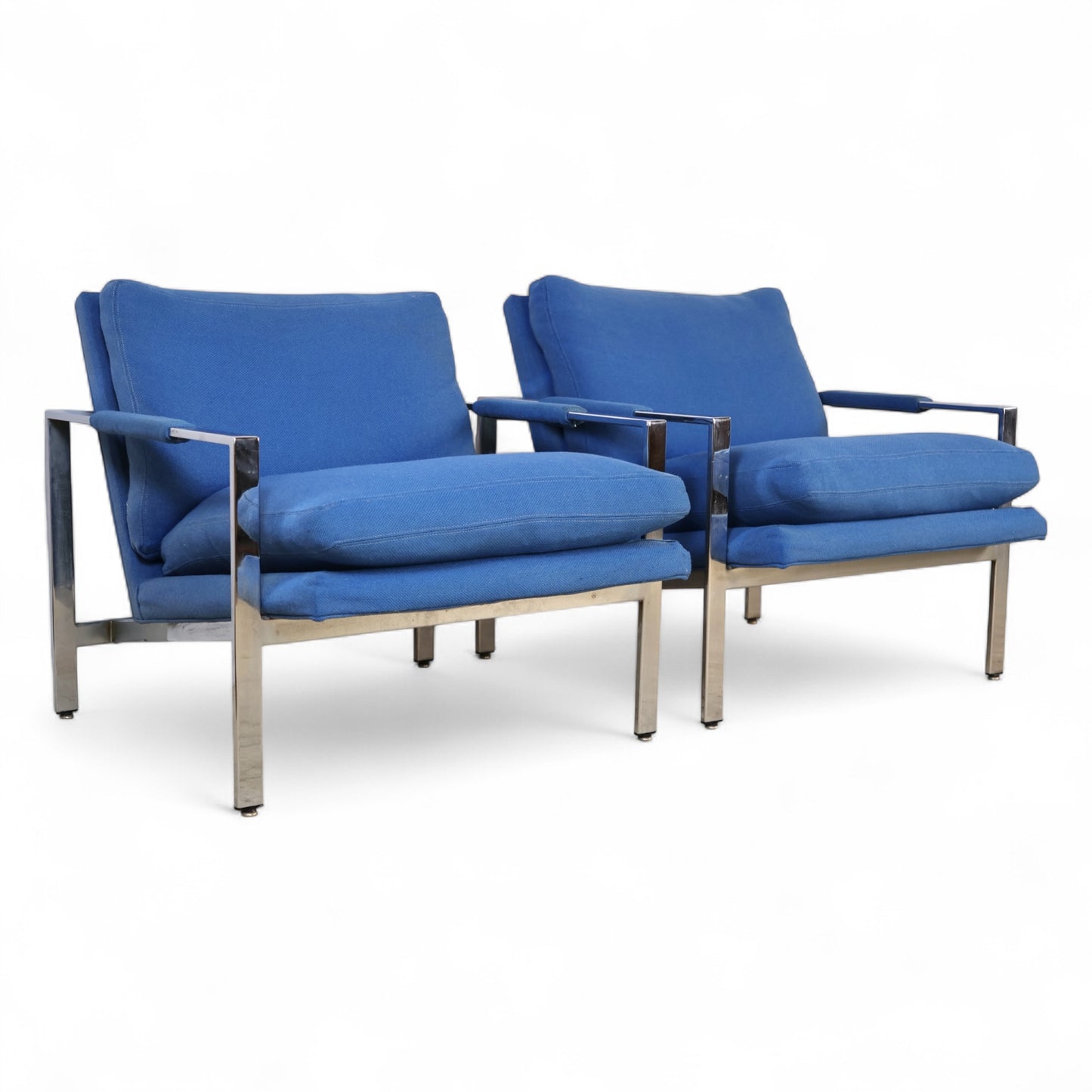 Milo Baughman for Thayer Coggin Vintage Mid Century Modern T Back Lounge Chairs c. 1960s