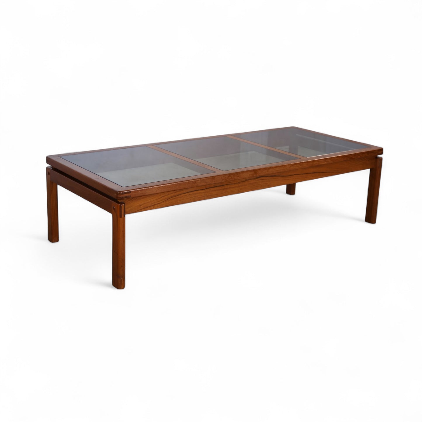 Kristiansen Thomassen Vintage Danish Mid Century Modern Teak and Smoke Glass Coffee Table