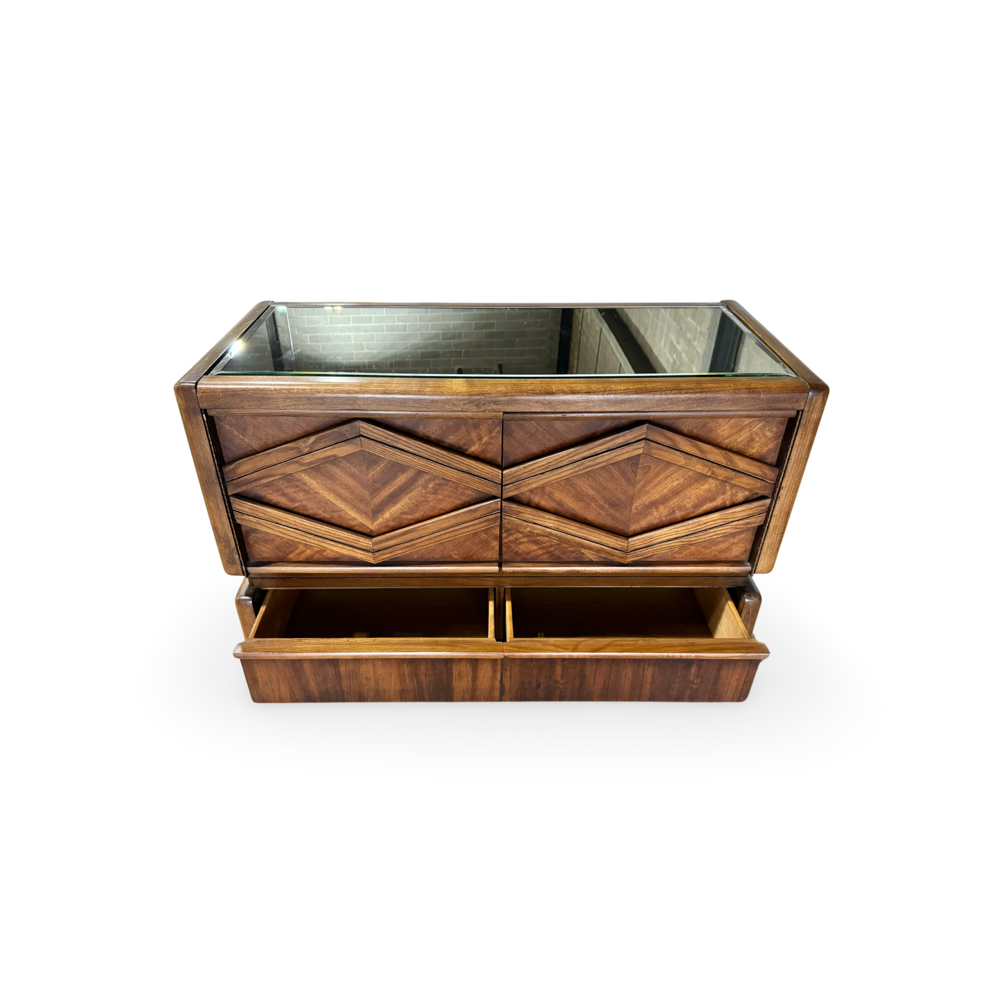 Pulaski Vintage Mid Century Modern Brutalist Bar Cart c. 1970s