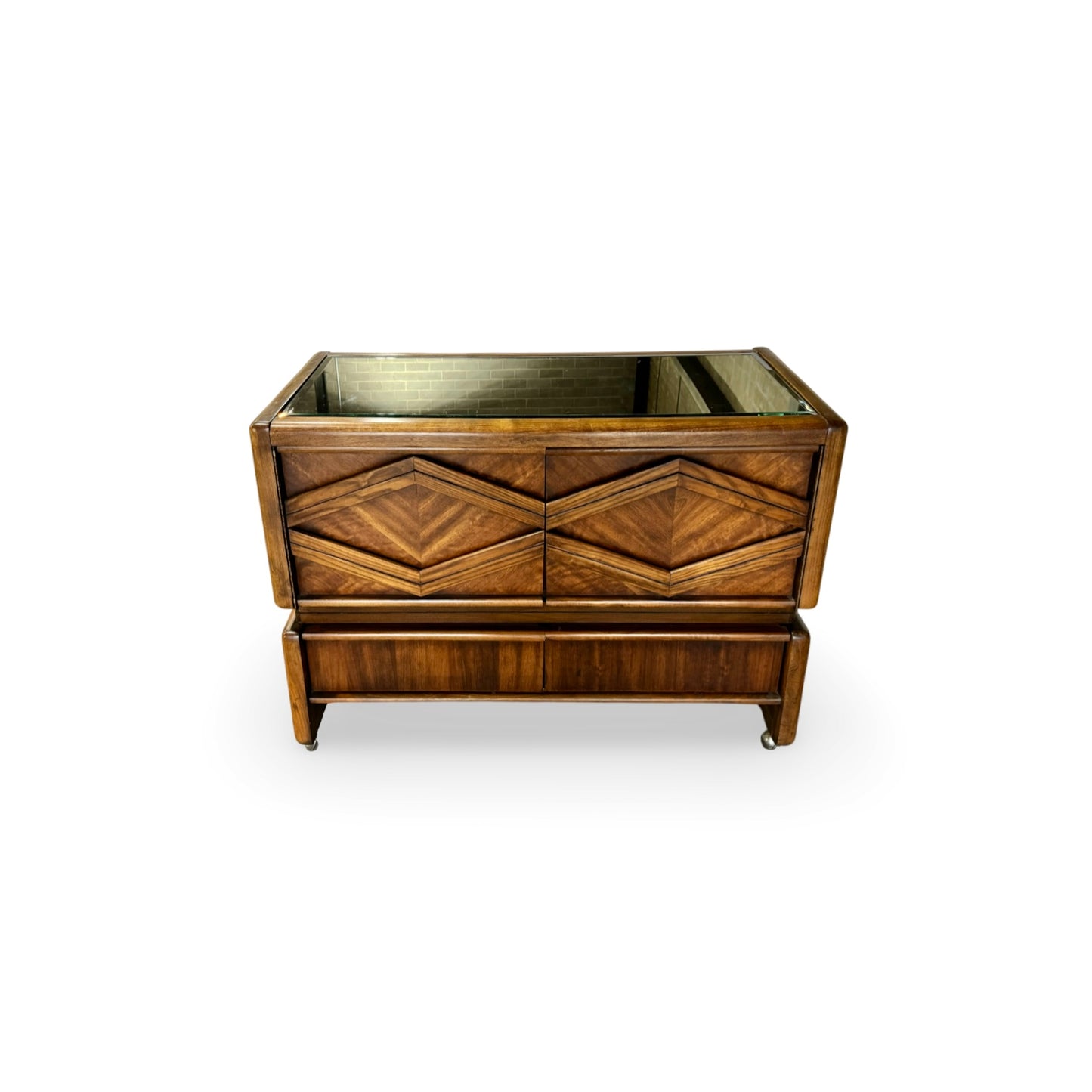 Pulaski Vintage Mid Century Modern Brutalist Bar Cart c. 1970s