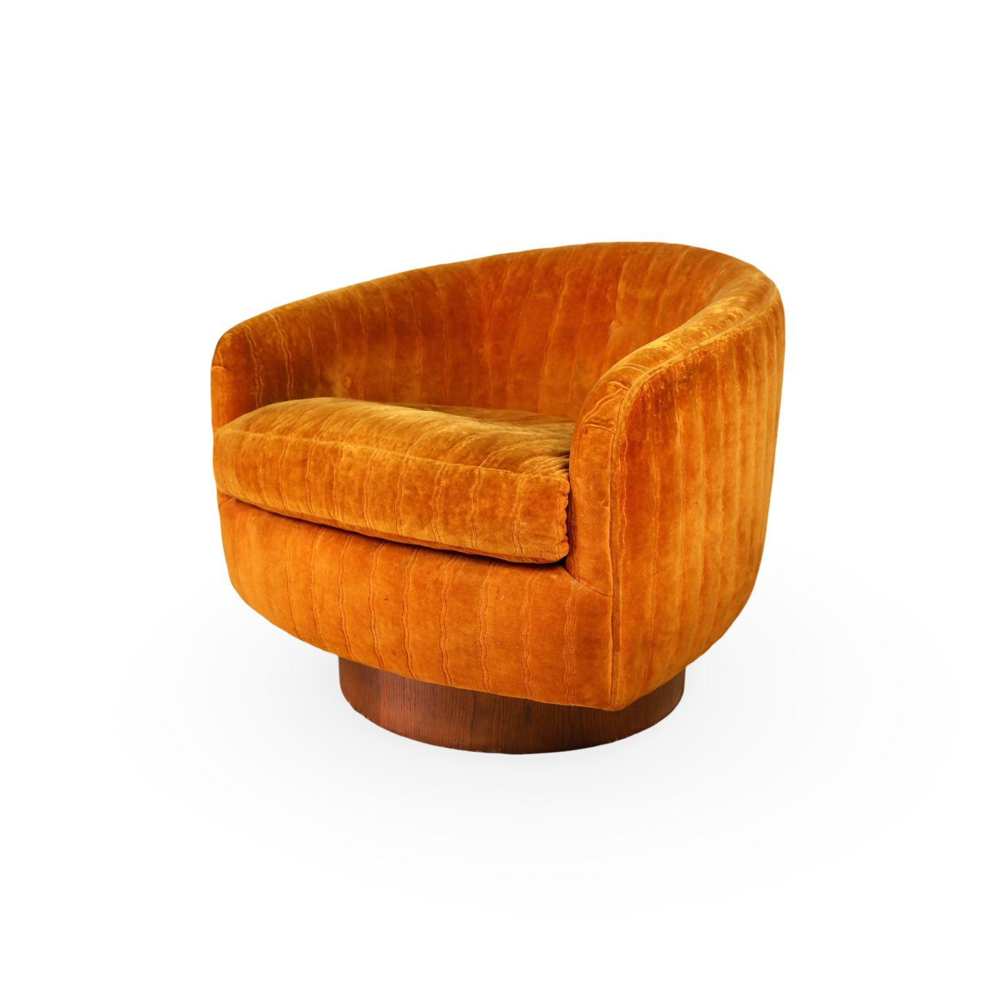 Milo Baughman for Thayer Coggin Vintage Mid Century Modern Swivel and Tilt Barrel Lounge Chair c. 1960s